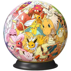 Ravensburger 3D puzzle ball features vibrant Pokémon characters in a colorful, smooth, and shiny design.