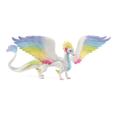 Rainbow Dragon figurine with vibrant, translucent wings and textured body in a dynamic pose, showcasing bright colors and det