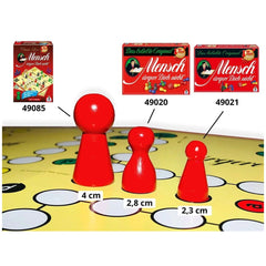 Schmidt Spiele board game "Don't get angry" featuring red and white pieces on a smooth table surface.