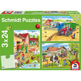 SCHMIDT SPIELE - Al Fattoria 3x24 Pezzi Puzzle per Bambini - Puzzle