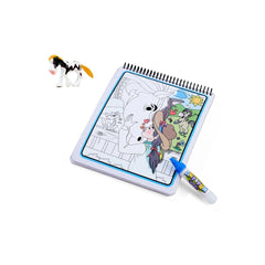 Simba - Art & Fun Water Pen Coloring Book Horses featuring colorful horse and cat design with a horse figurine on the side.