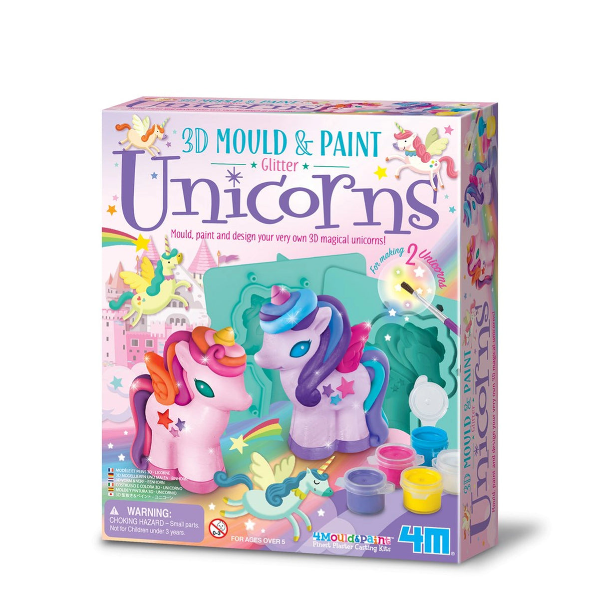 4M - Stampi e Pittura 3D Unicorni Glitter - Arte e Fai da Te