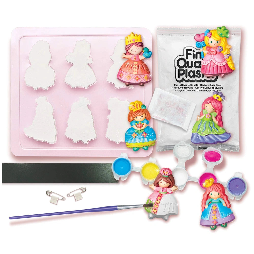 4M Mould & Paint Glitter Crafts Princess set featuring multiple pink and clear plastic trays for creative arts and crafts act
