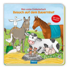TROTSCH - Kleine Tierfreunde Mein Erstes Entdeckerbuch features a vibrant farm scene with friendly cartoon animals and playfu