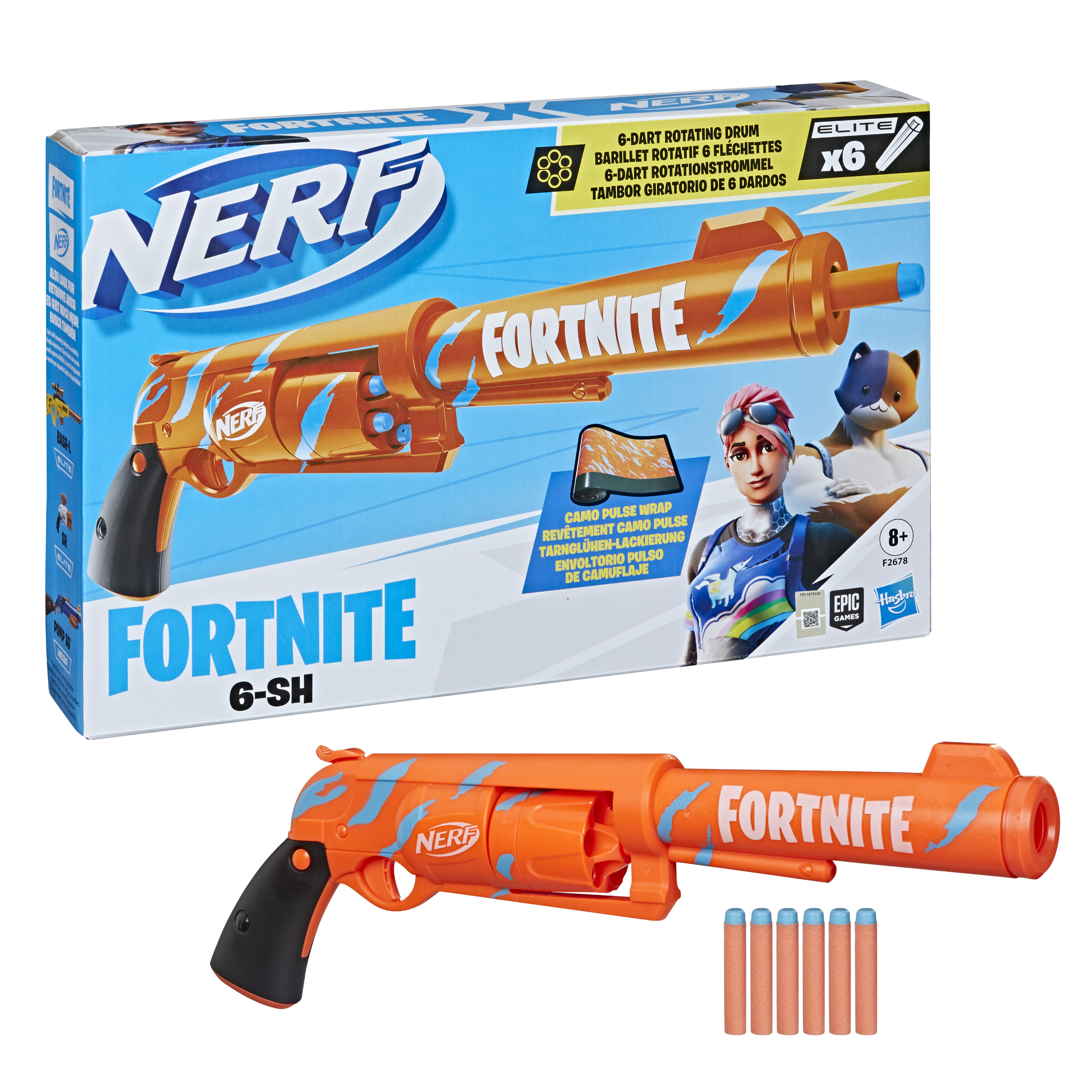 NERF Fortnite Dual Pack Includes 2 Fortnite Blasters, Flint-Knock Dart  Blaster, LP Dart Blaster, and 6 Nerf Elite Foam Darts