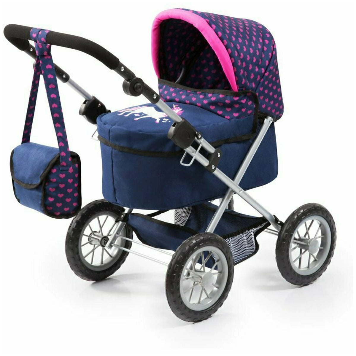 BAYER DESIGN - Carrozzina per Bambole Trendy Unicorn Blu Rosa - Set di Giocattoli per Bambole