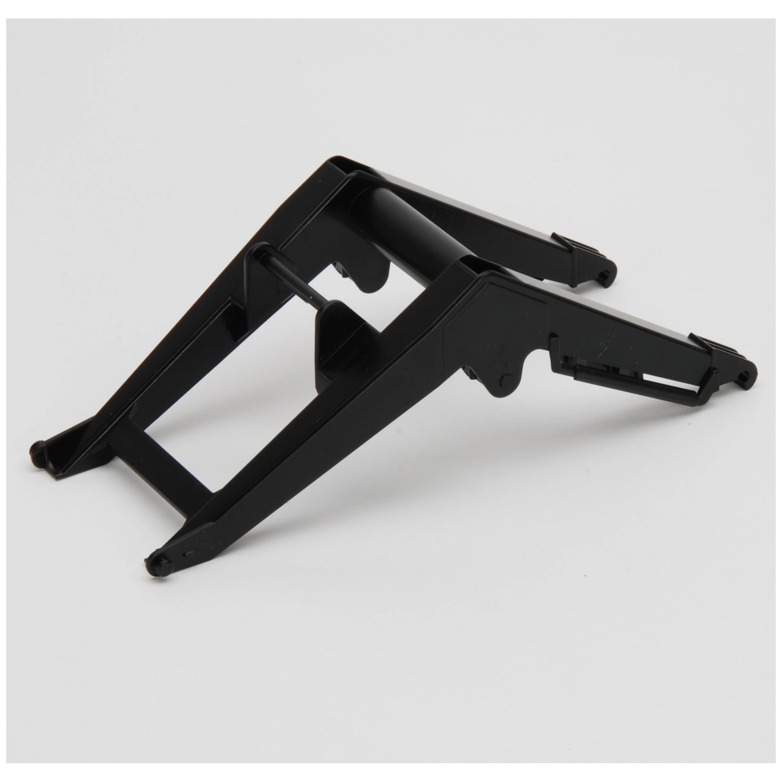 Black plastic front loader rod assembly for Bruder Series 3000 tractors, featuring realistic detailing.