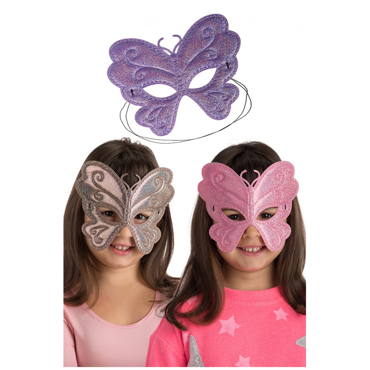 Carnival Toys - Maschera di Stoffa a Forma di Farfalla Colorata per Divertimento Creativo nei Costumi - Professioni Immaginarie e Gioco di Ruolo