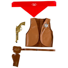 Carnival Toys - Cowboy Set With Waistcoat Gun Bandana And Belt Holster For Kids - Pretend Professions And Role Playing