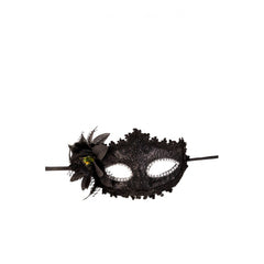 Carnival Toys - Elegante Maschera Veneziana Mezza Faccia in Damascato Nero per Gioco Immaginativo - Professioni Fittizie e Gioco di Ruolo
