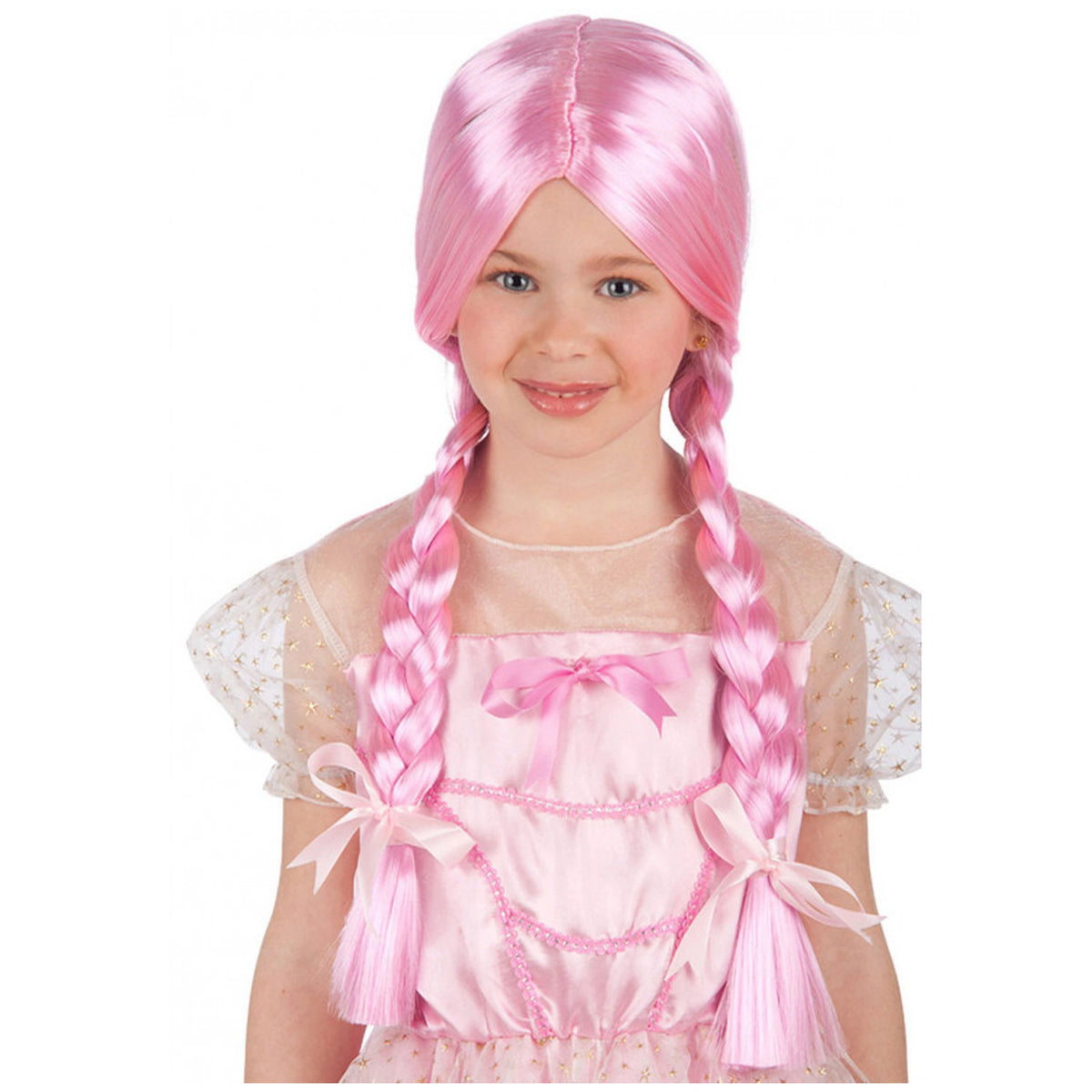 Carnival Toys - Parrucca Lunga Rosa Con Treccine Per Bambini Perfetta Per Travestimenti E Gioco Immaginativo - Professioni Fittizie E Gioco Di Ruolo
