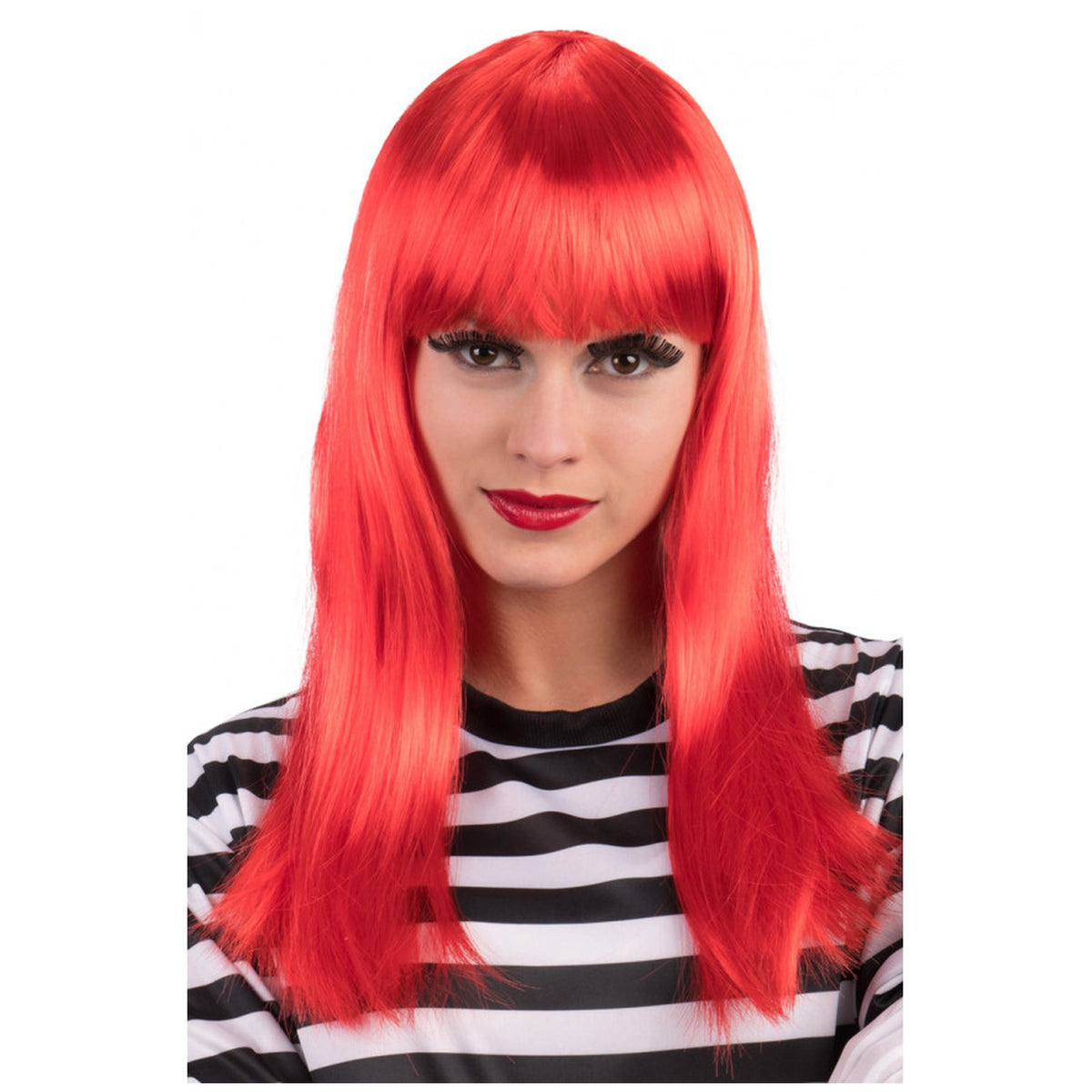 Carnival Toys - Long Smooth Red Wig With Fringe For Dress Up Fun - Pretend Professions And Role Playing