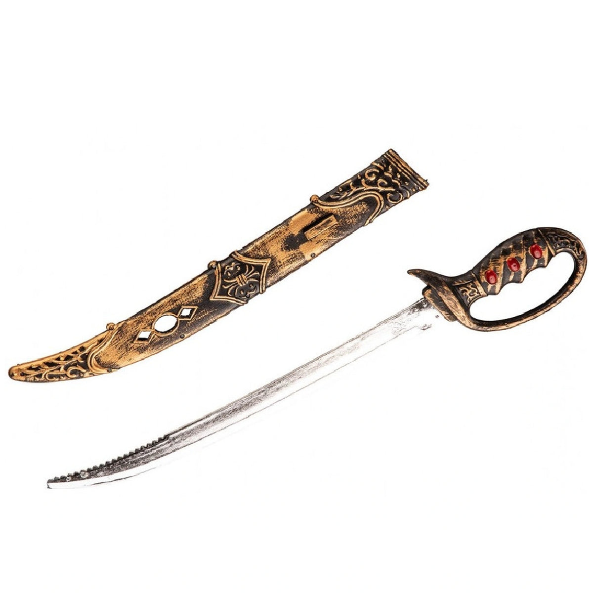 Carnival Toys - Pirate Bronze Sword With Scabbard And Red Stone Decorations 57 Cm - Pretend Professions And Role Playing
