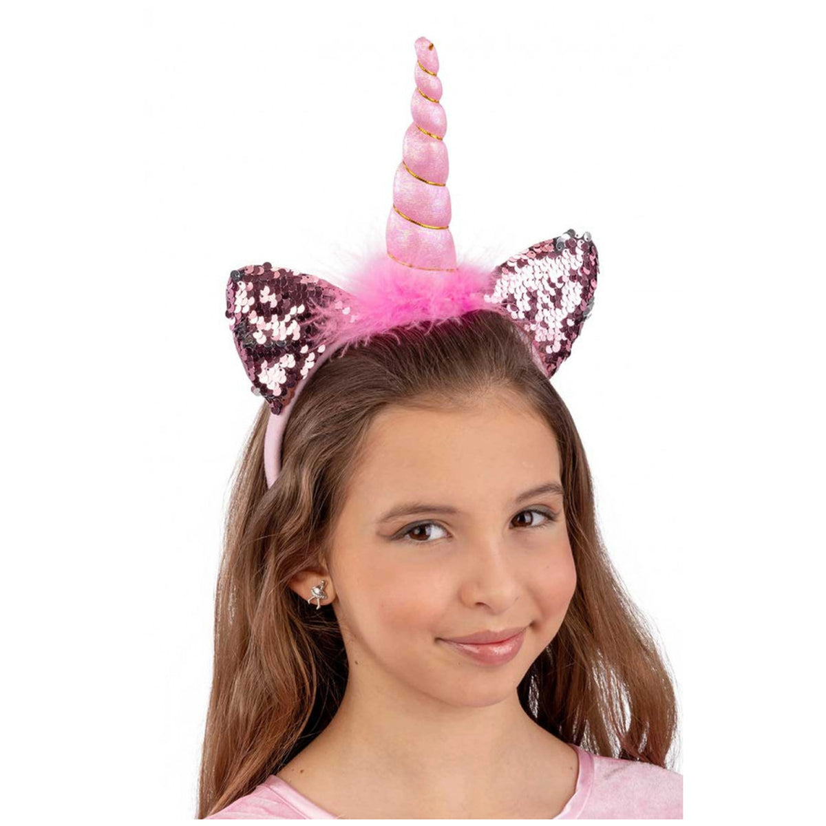 Carnival Toys - Unicorn Headband With Pink Reversible Sequins For Fun Dress Up Play - Pretend Professions And Role Playing