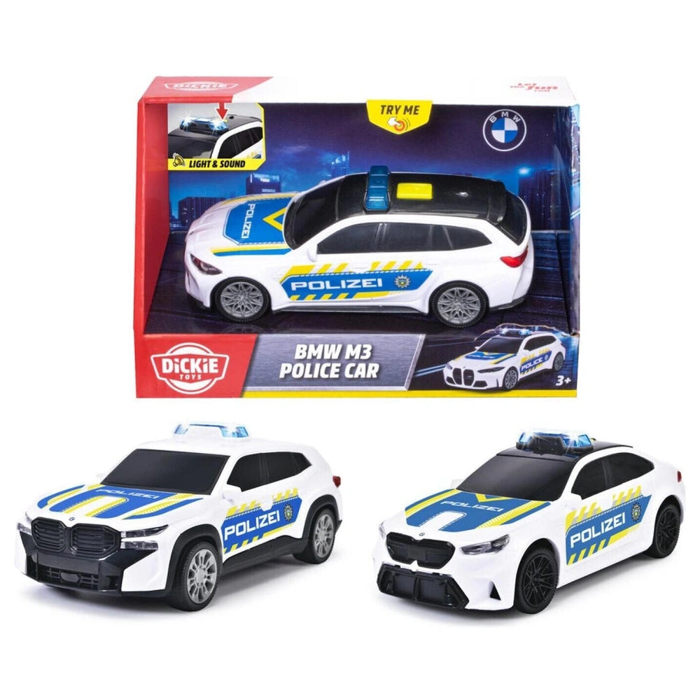 Dickie Toys BMW Police Car Collection - 15cm Light & Sound Emergency Vehicle - Age +3 - Play Vehicles