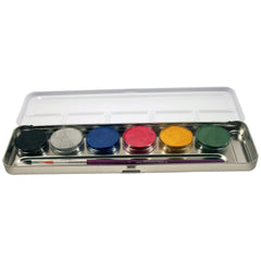 EULENSPIEGEL - 6 Pearlescent Colors Metal Palette with Brush - Professional Makeup