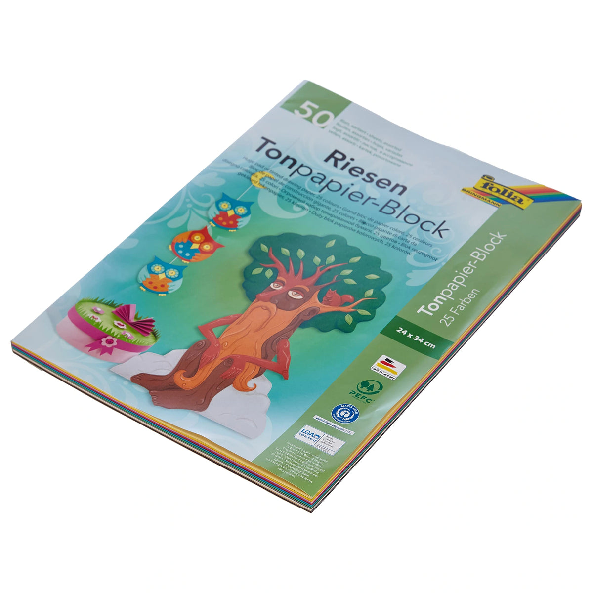 Folia - Blocco di Carta Tonica Riesen Formato A4 130 Gr 50 Pezzi Fogli Multicolore - Arti e Mestieri