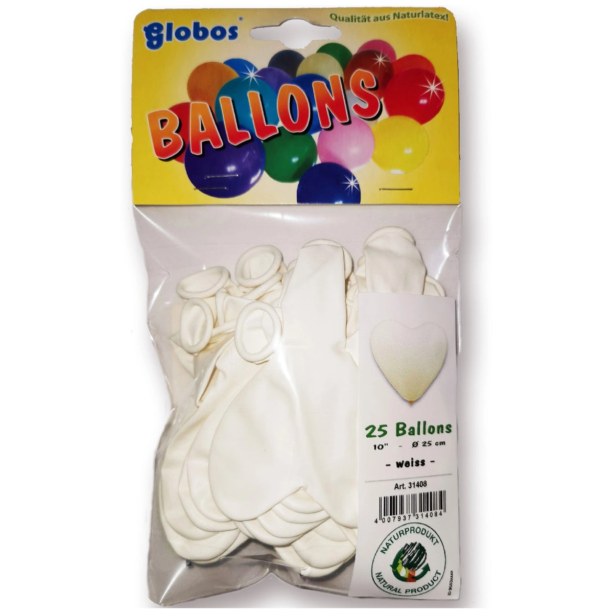 Globo - Palloncini a Cuore Bianco 25Cm - Confezione da 10