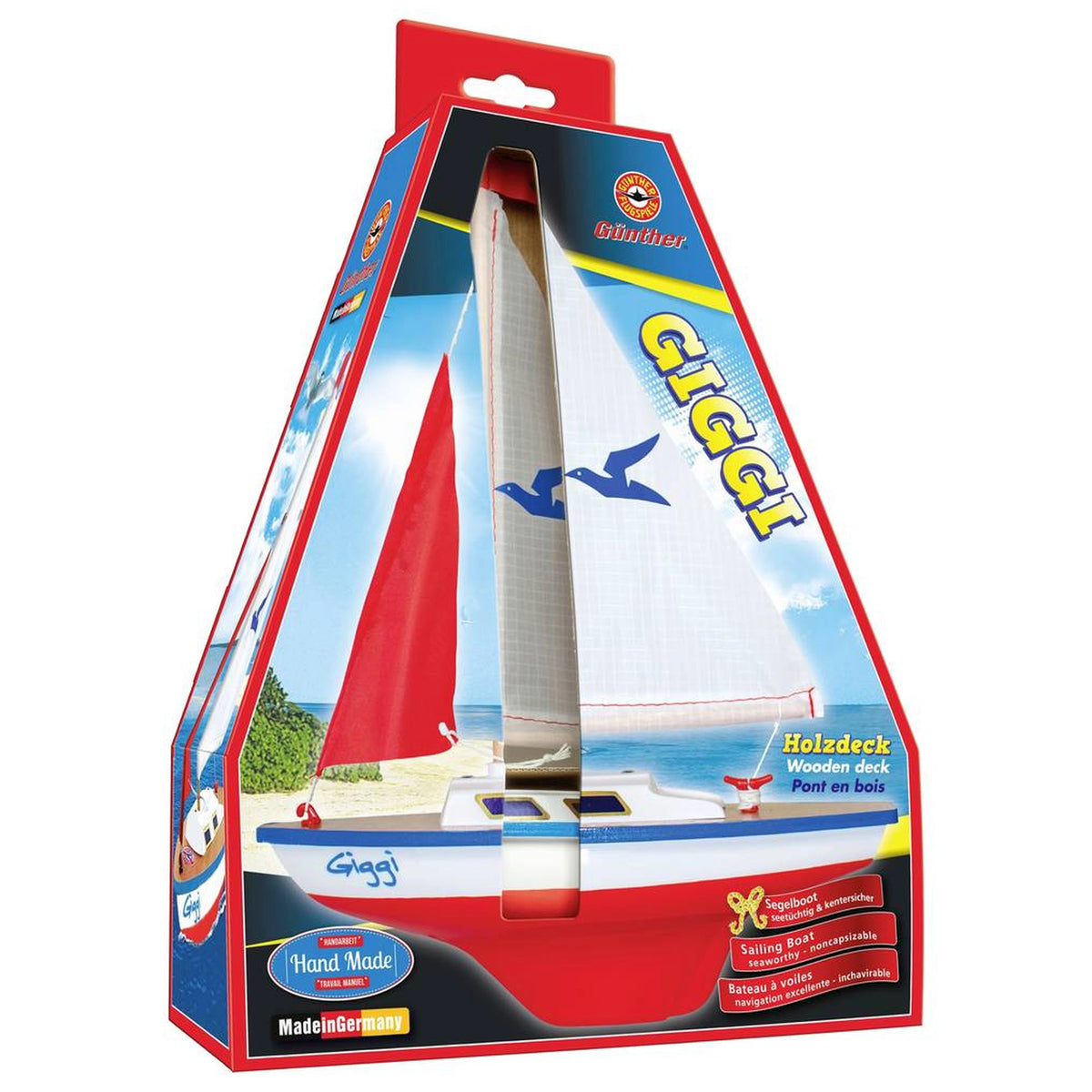 Gunther Flugspiele - Barca a Vela Captain Hook Pronta per Navigare 24X32Cm - Attrezzatura da Gioco per Esterni