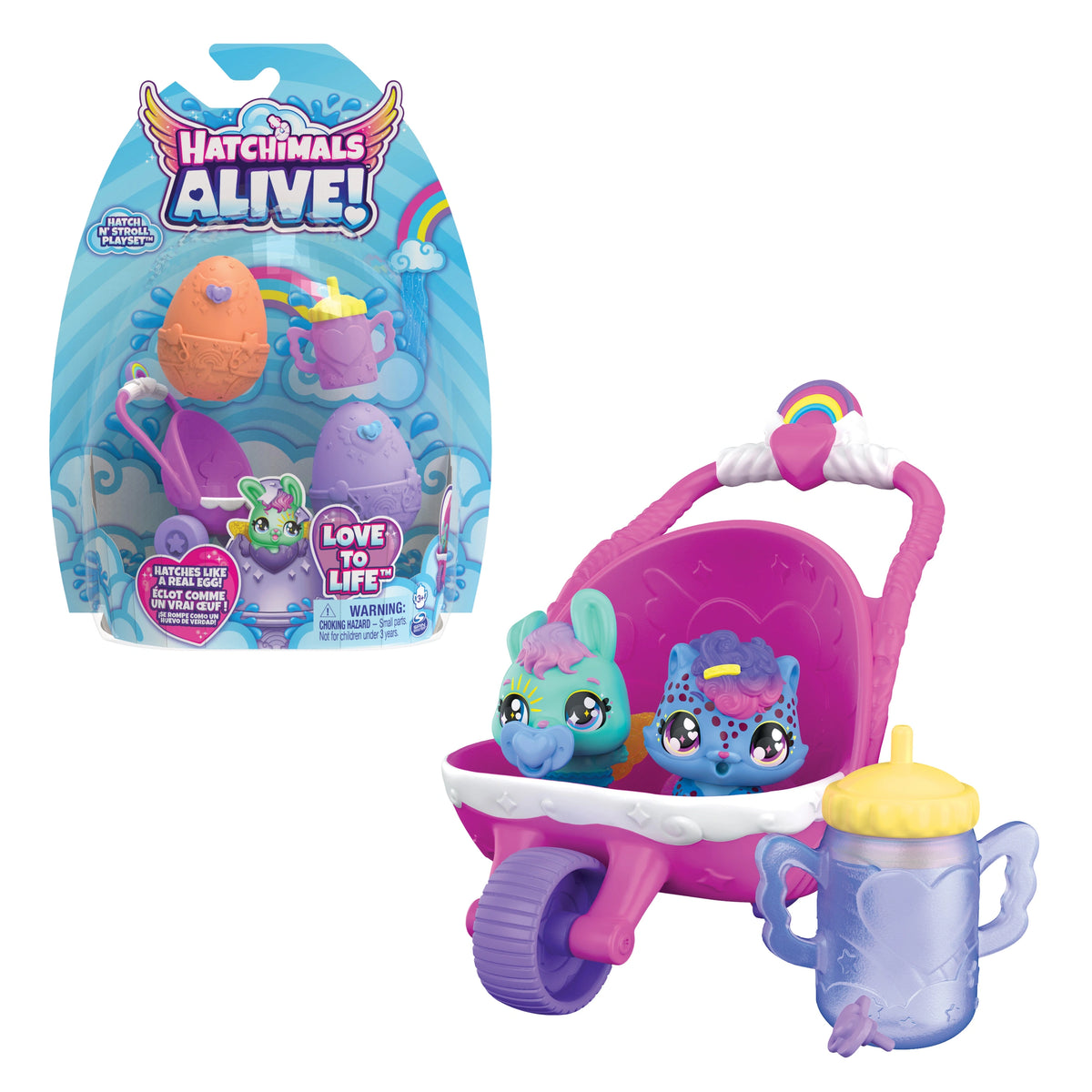 Hatchimals Alive Hatch N’ Stroll Playset with Stroller Toy and 2 Mini Figures