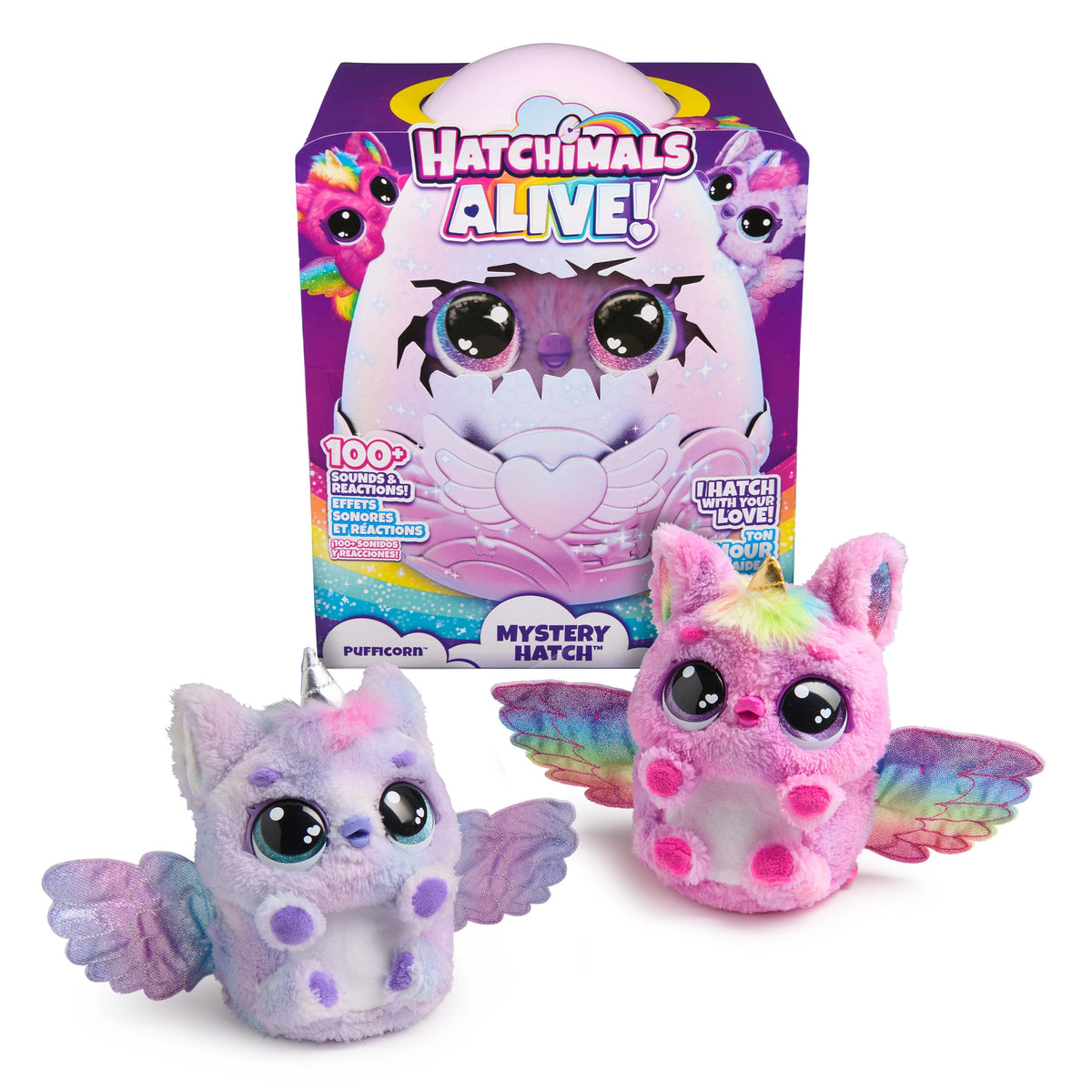 Hatchimals Alive Mystery Hatch Pufficorn Peluche Interattivo con Luci e Suoni