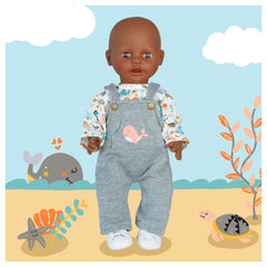 Heless - Dolls - Whale Bobby Doll Clothing Set - Dungarees and T-Shirt - 3+ Years