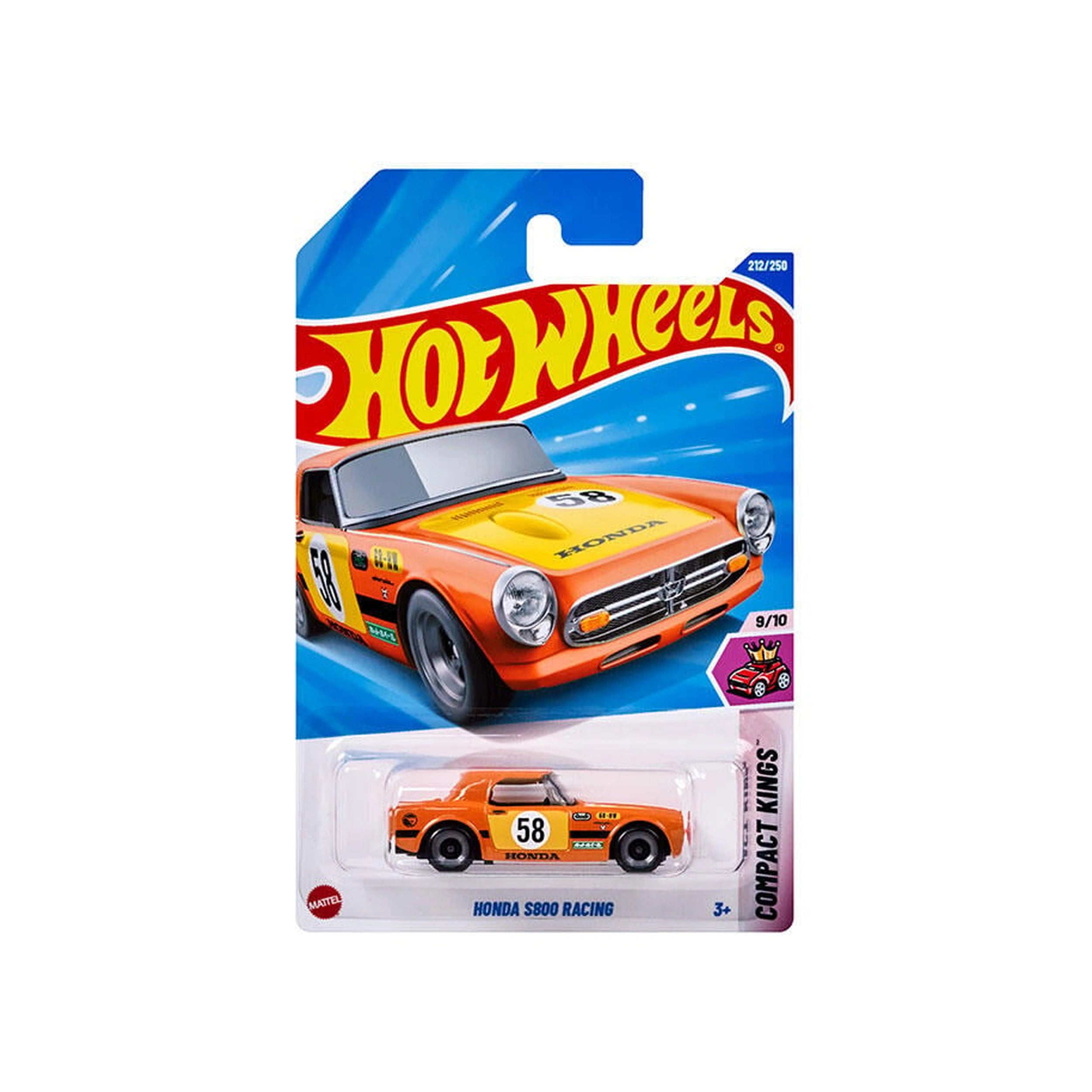 Hot Wheels 1:64 die cast racing vehicle pack featuring orange and yellow cars in clear plastic packaging with printed details