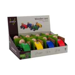 Johntoy - Wooden Cars 4 Assorted In Display - Play Vehicles