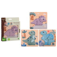 Johntoy - Wooden Dino Puzzle - Puzzles