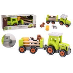 Johntoy - Wooden Tractor With Accessories - Play Vehicles