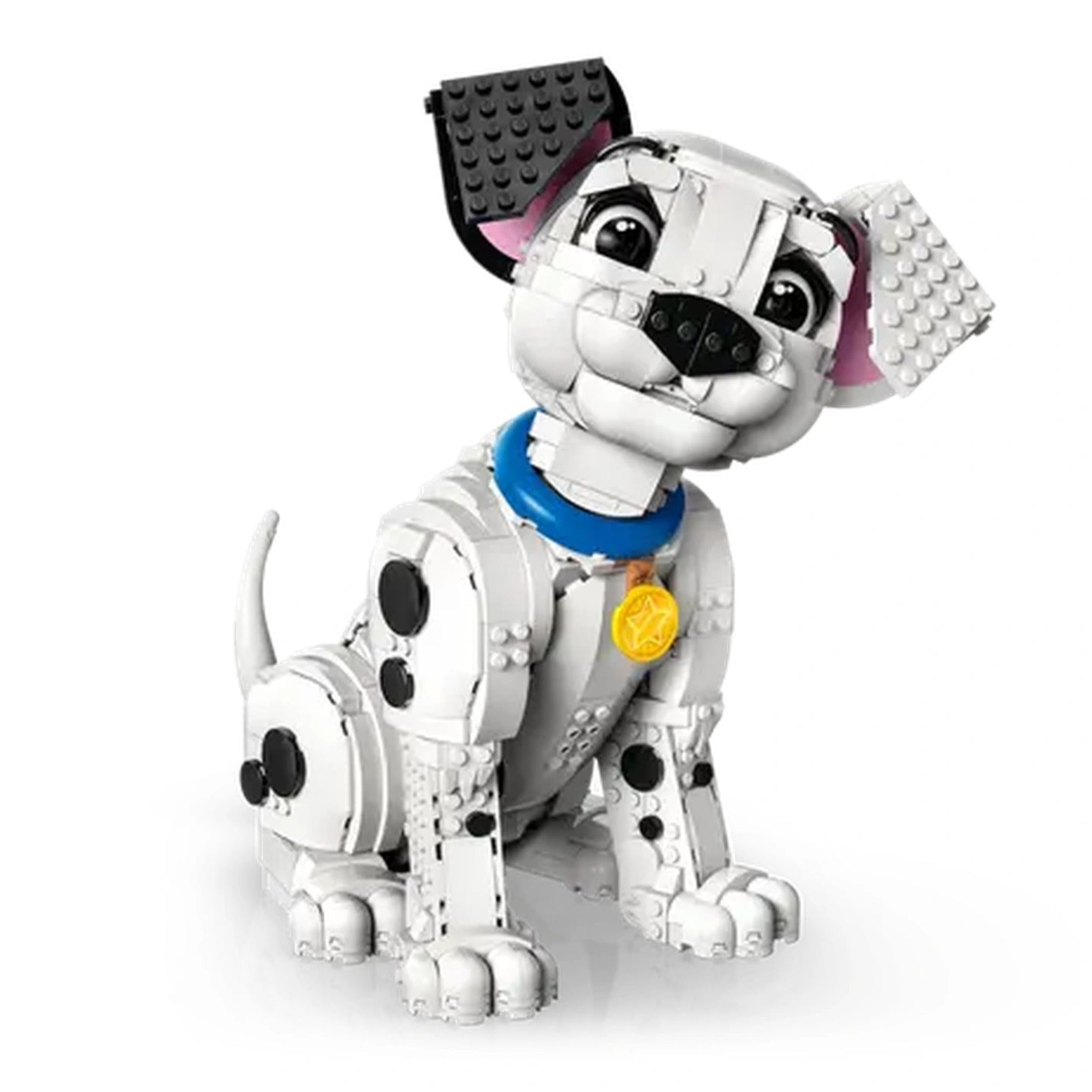 LEGO 101 Dalmatians Puppy Construction Set featuring a cute Dalmatian puppy with a blue collar, black spots, and a playful expression.