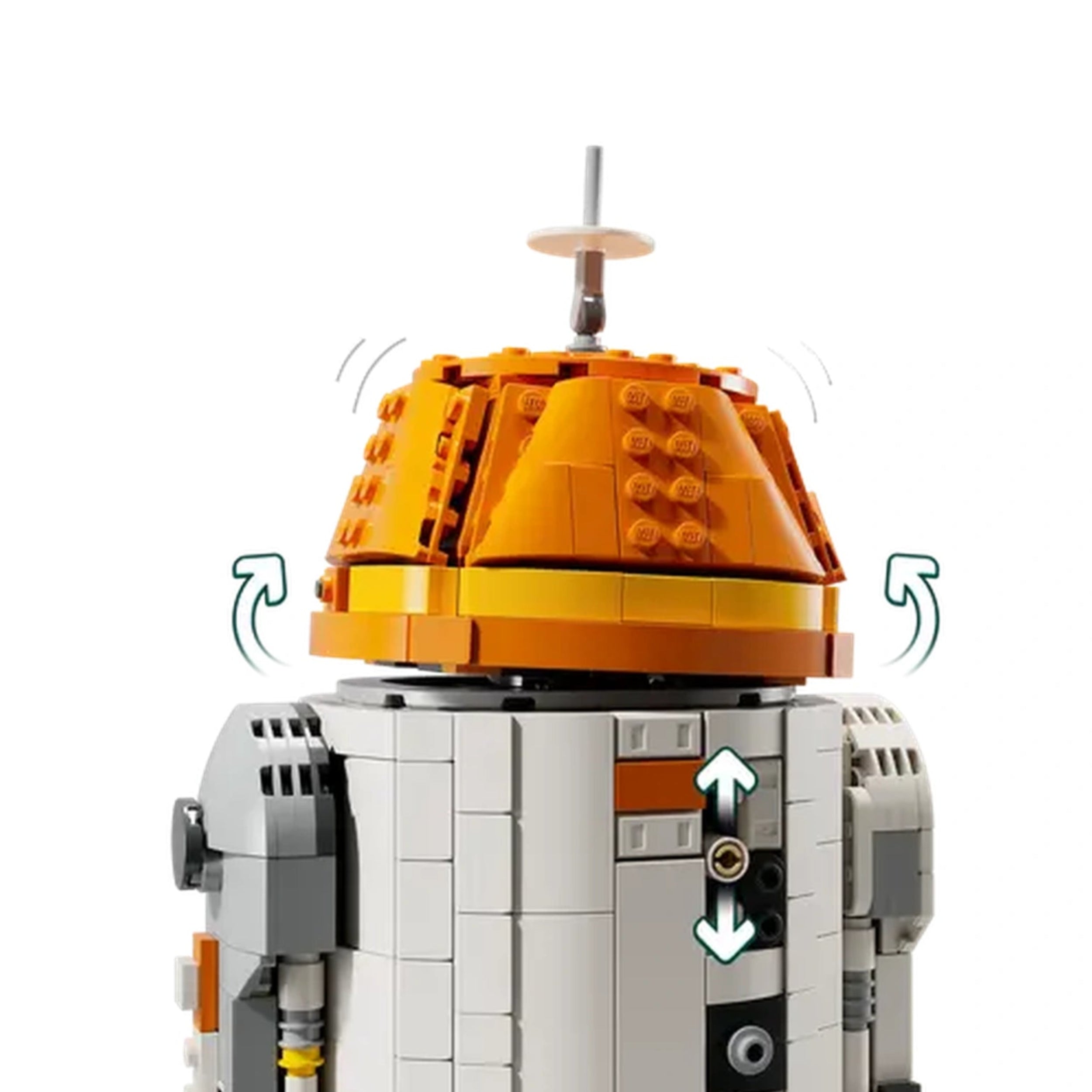 LEGO Chopper (C1-10P)™ Astromech Droid with rotating orange dome and movable features, designed for interactive play and display.