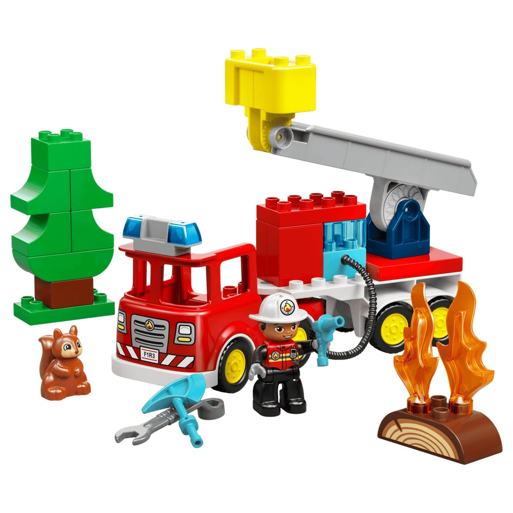 LEGO - Camion dei pompieri DUPLO con tubo e pompiere - Giocattoli da costruzione