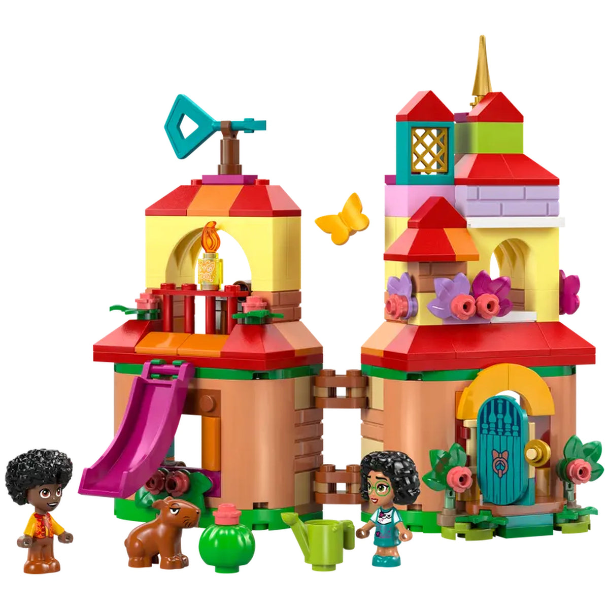 Colorful LEGO® Disney Encanto Mini House construction set featuring a vibrant two-story building, slide, and playful characters.