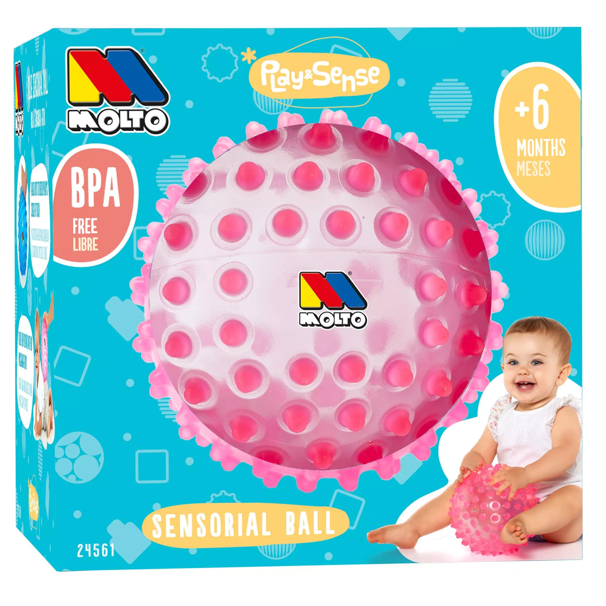 Molto - Pallone Sensoriale Playsense 20cm Rosa - Giocattoli per Attività per Bambini
