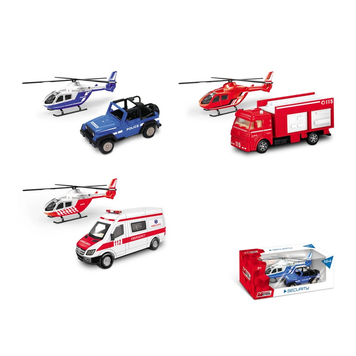 Mondo - Helicopter & Car Scecurity Team Italia 1:64 - Play Vehicles