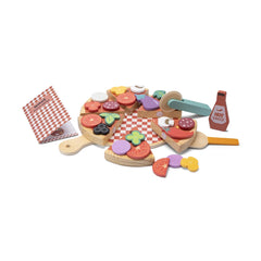 New Classic Toys - Giochi di ruolo - Set di cibo per pizza - Legno - 2+ Anni