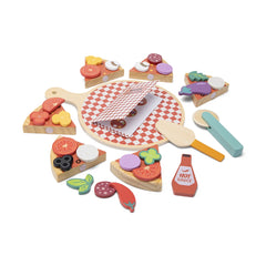 New Classic Toys - Giochi di ruolo - Set di cibo per pizza - Legno - 2+ Anni