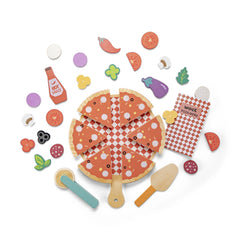 New Classic Toys - Giochi di ruolo - Set di cibo per pizza - Legno - 2+ Anni