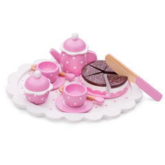 New Classic Toys - Set da tè con torta da tagliare - Rosa - Professioni e giochi di ruolo