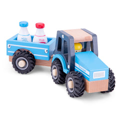 New Classic Toys - Tractor With Trailer - Milk Bottles - Play Vehicles