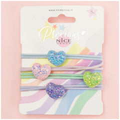 Nice - Set di 4 Elastici per Capelli Heartful - Cura Personale