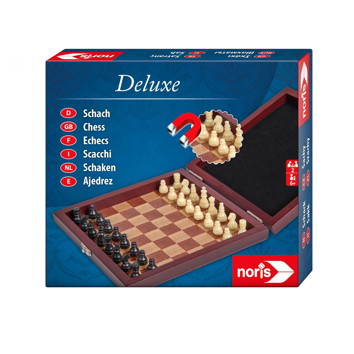 Noris - Scacchi Magnetici Deluxe in Scatola di Legno - Giochi da Tavolo - Edizione Internazionale - Giochi da Tavolo