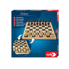 Noris - Deluxe Wooden - Chess & Checkers - Board Games - International Edition - Board Games