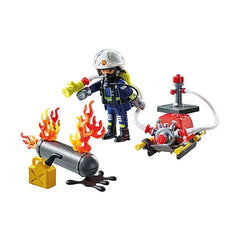 PLAYMOBIL - Firefighter-with-Water-Pump - Toy-Playsets