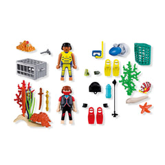 PLAYMOBIL - Subacqueo della Polizia con Tesoro - Giocattoli - +4 - Avventura Subacquea - 72078 - 80772078