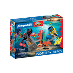 PLAYMOBIL - Subacqueo della Polizia con Tesoro - Giocattoli - +4 - Avventura Subacquea - 72078 - 80772078