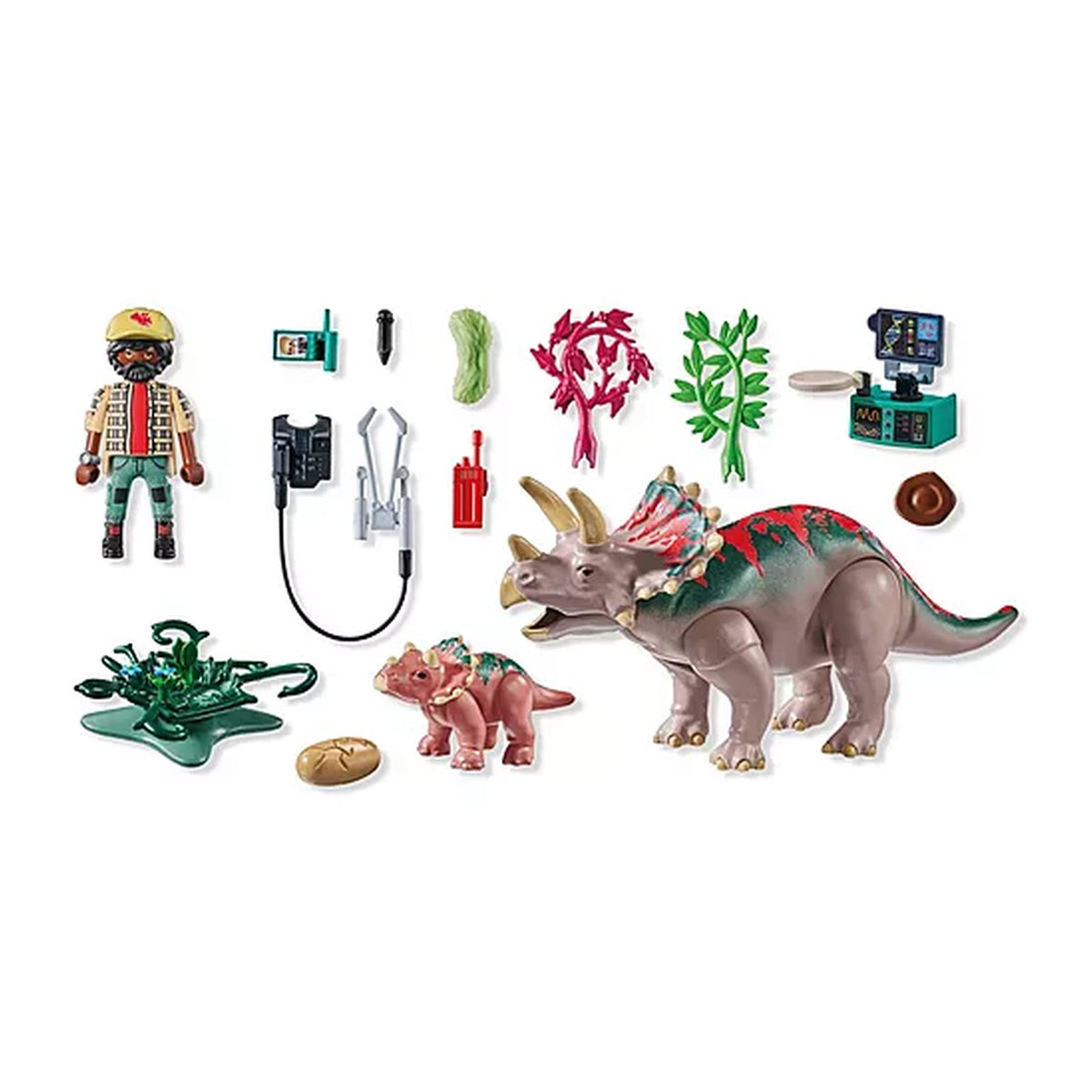 PLAYMOBIL - Set di Gioco della Famiglia Triceratopo