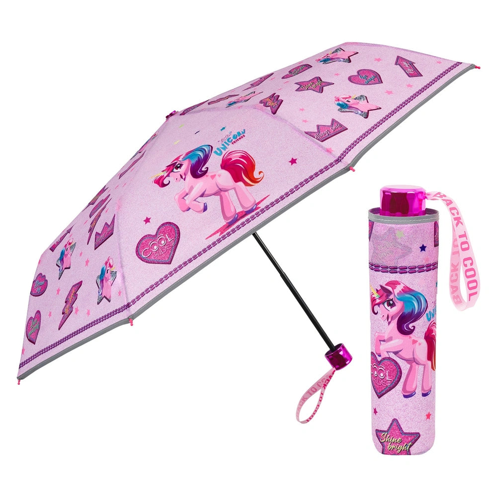 Perletti - Ombrelli - Ombrello Pieghevole Unicorno - Antivento - 3-6 Anni