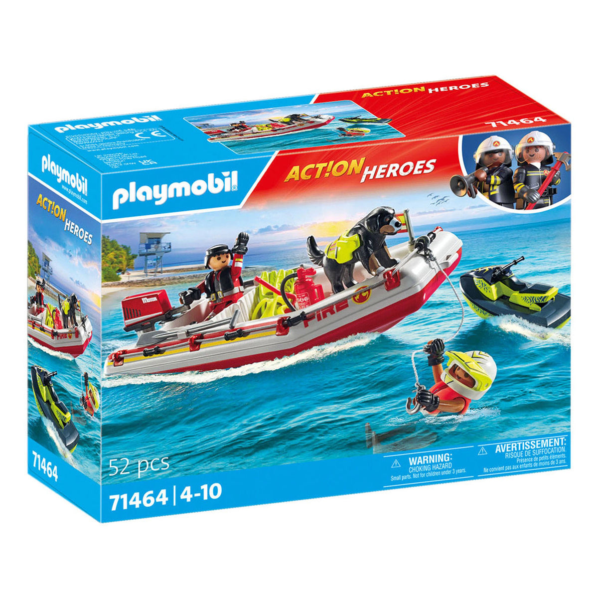 Playmobil Action Heroes Barca dei Pompieri con Scooter d'Acqua - 71464